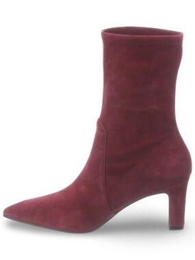 Stuart Weitzman Burgundy Suede Brandie 75 Ankle Boots